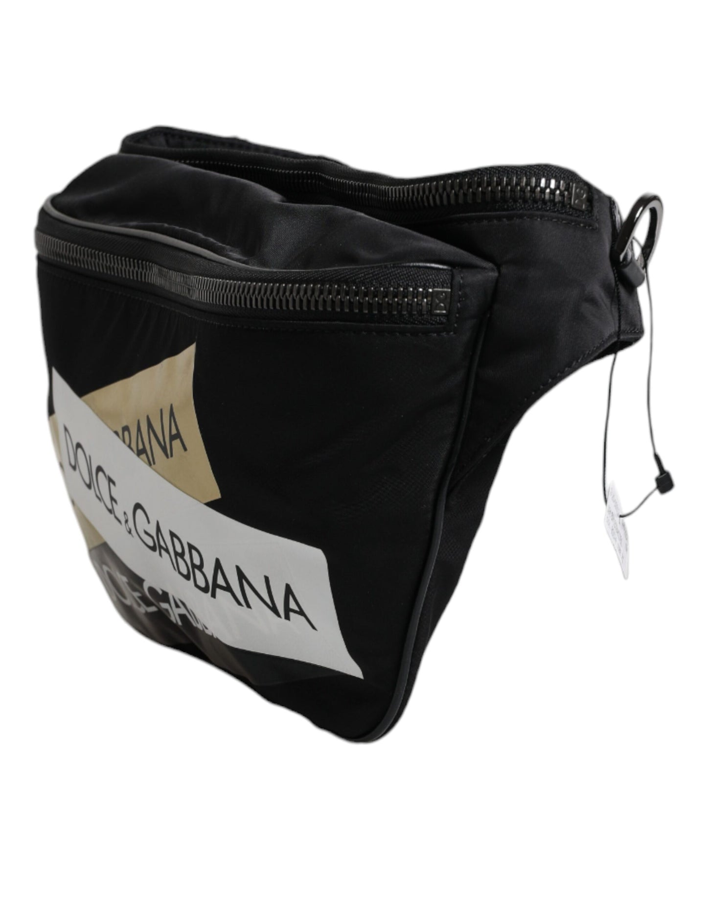 Dolce & Gabbana Black Nylon Logo Tape Belt Waist Fanny Pack Bag