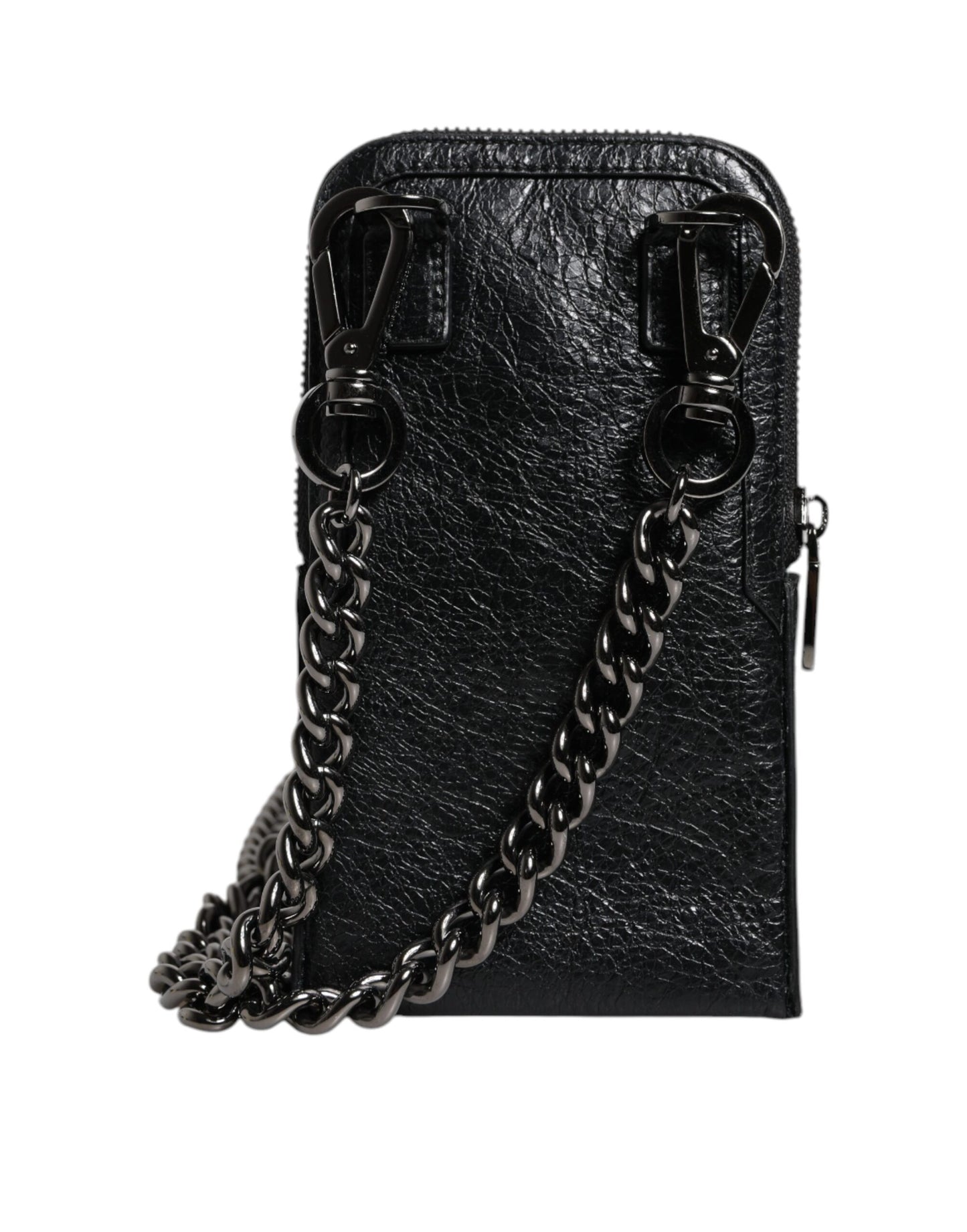 Dolce & Gabbana Black Leather Purse Crossbody Chain Sling Phone Bag