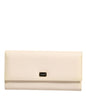 Dolce & Gabbana Beige Leather Trifold Logo Plaque Card Holder Wallet