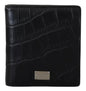 Dolce & Gabbana Black Exotic Leather Bifold Card Holder Wallet