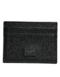 Dolce & Gabbana Black Leather Card Holder Case DG Logo Plaque Wallet