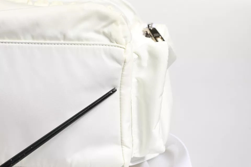 Dolce & Gabbana White Nylon Rubber Logo Backpack Rucksack Bag