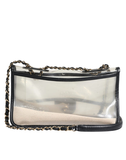 Chanel Black with gold Sand By The Sea" Flap Bag Black Leather Plastic 27 Classic Coco Bag