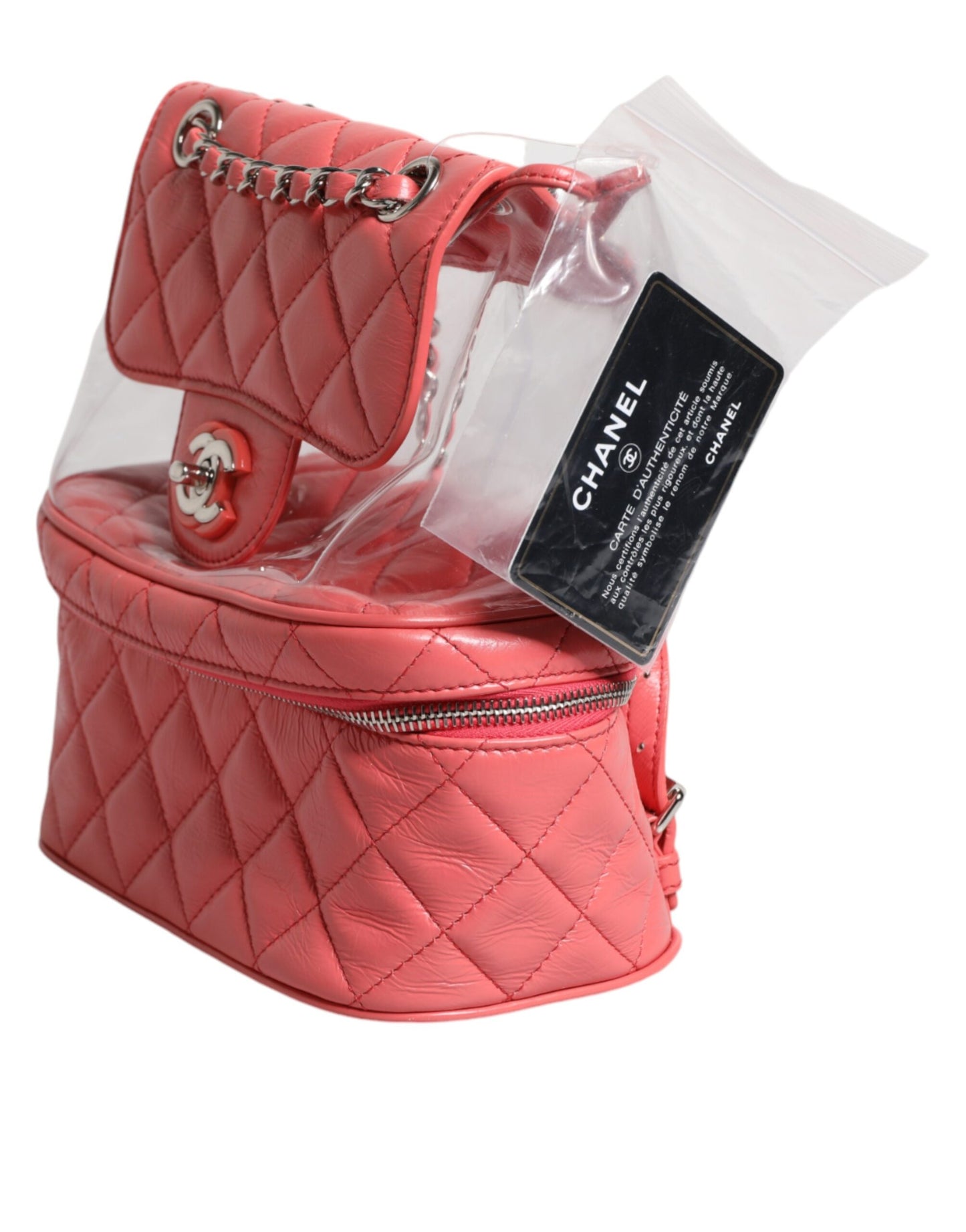 Chanel Pink Vinyl Leather Backpack Purse Bag