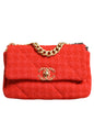 Chanel Red Tweed 2WAY Hand Chain Medium Shoulder Bag Purse