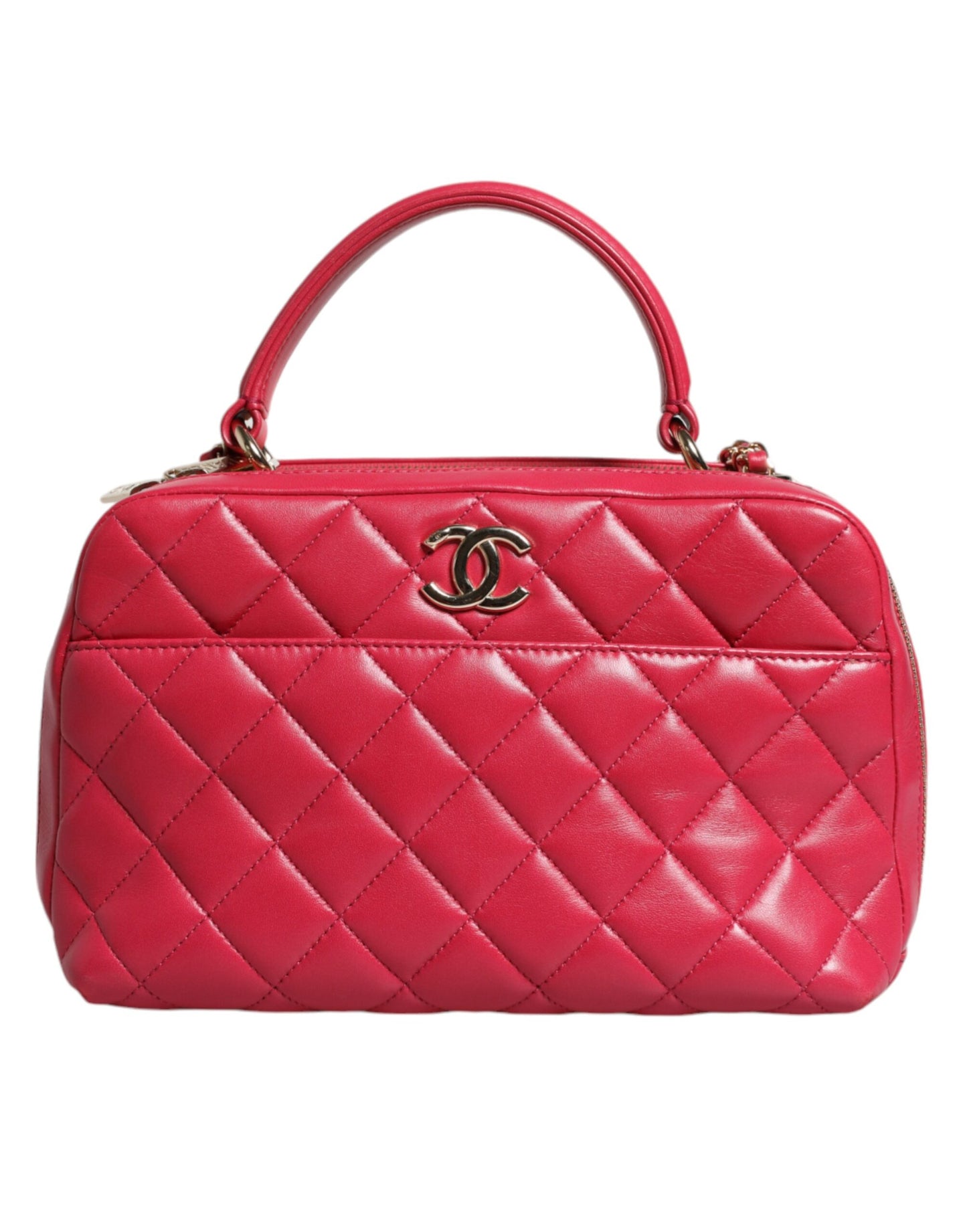 Chanel Pink Seal Matelasse Chain CC Lamb Skin Leather Bag