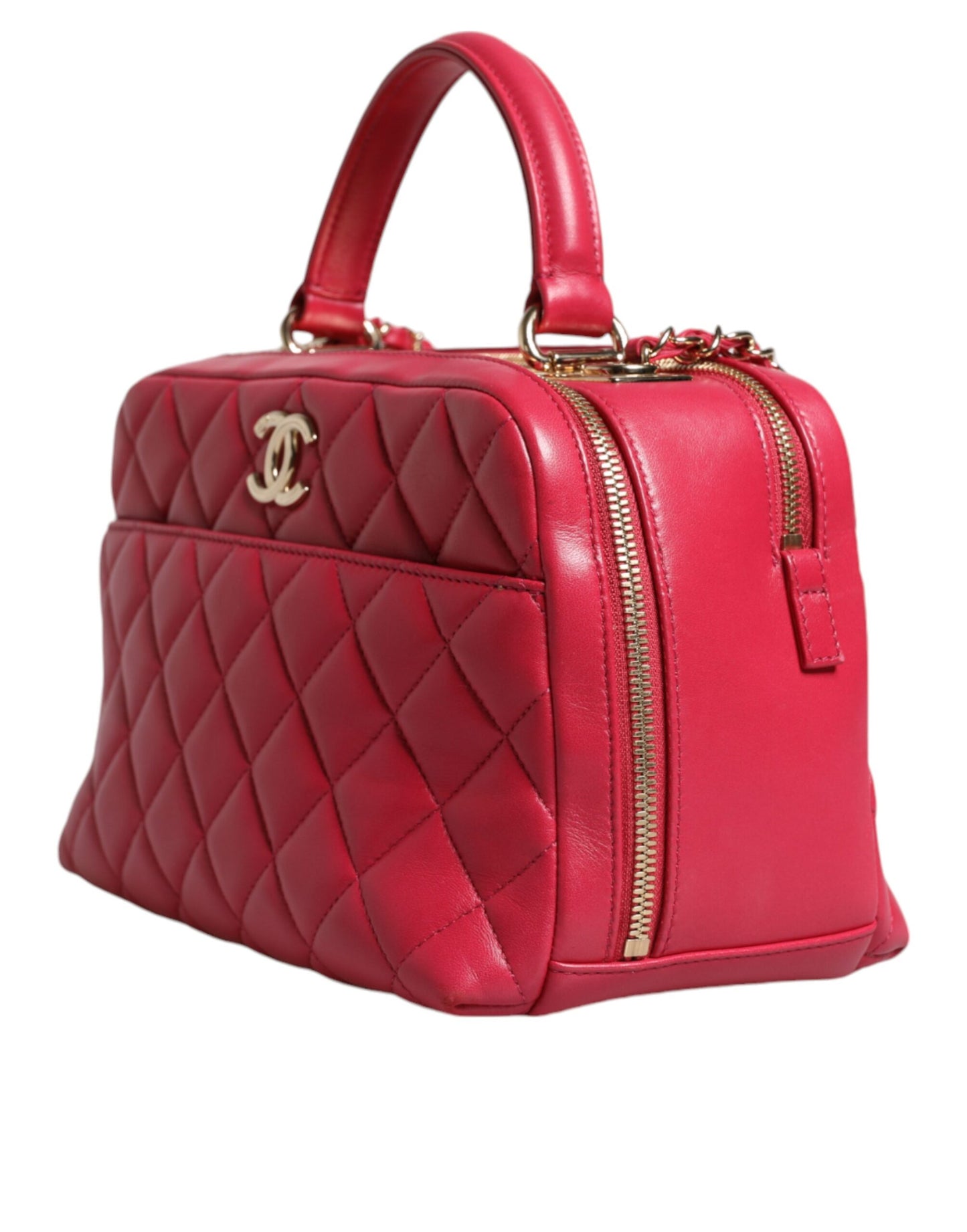 Chanel Pink Seal Matelasse Chain CC Lamb Skin Leather Bag