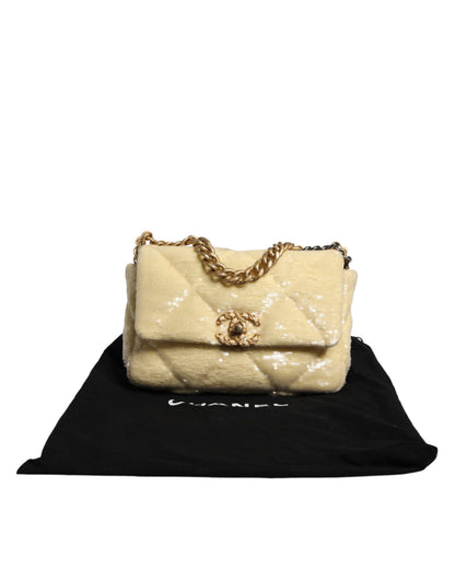 Chanel Yellow Sequined Medium Quilted Series Bag