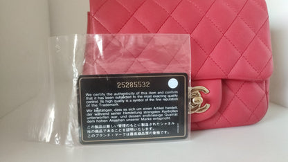 Chanel Pink Matelasse Chain Shoulder Lambskin Purse Mini