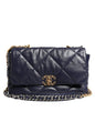 Chanel Blue Leather Large Quilted Chain Hand Shoulder Bag